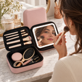 LED Cosmetics Bag Fashion Portable Foldable with Mirror PU