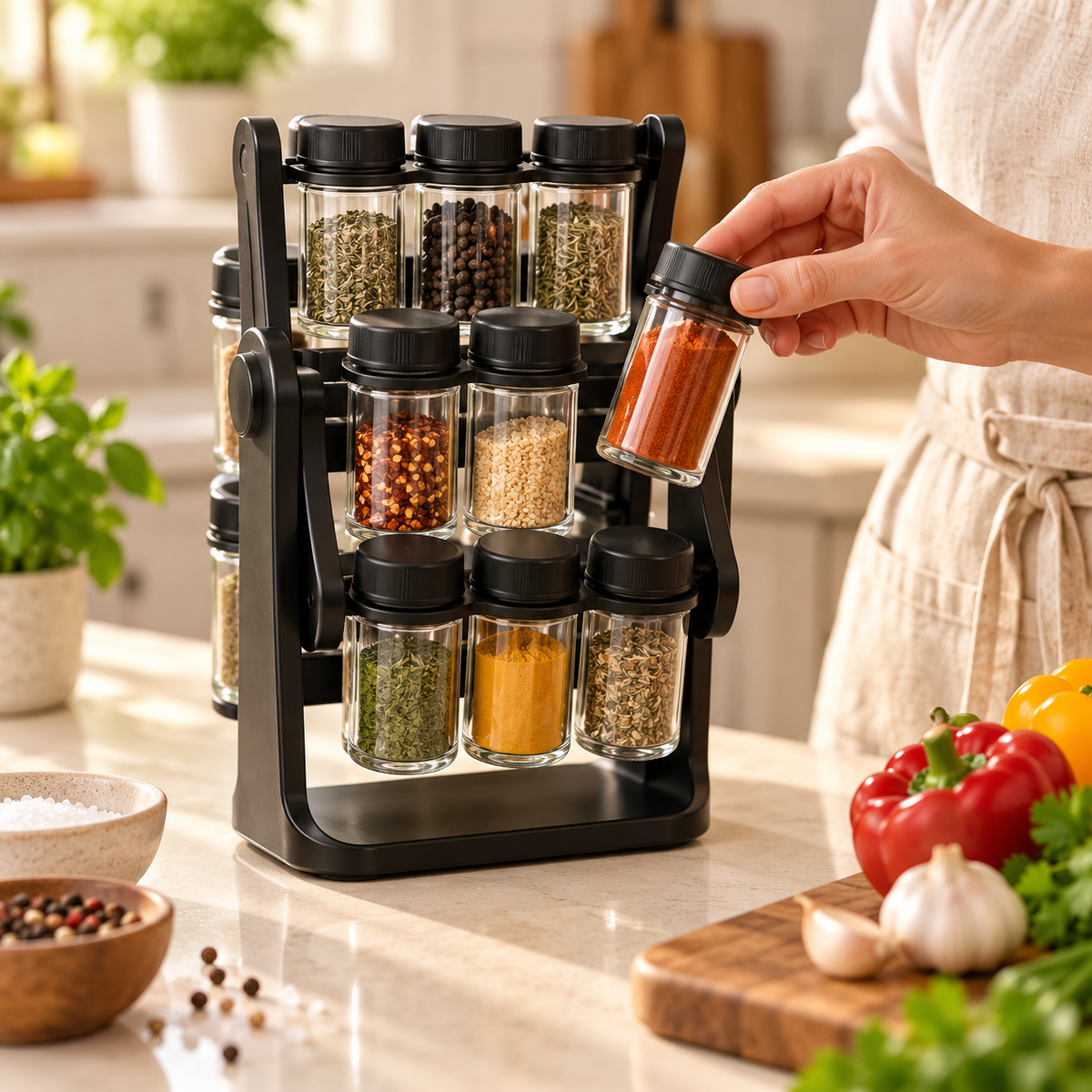 18 Compartment Rotating Spice Rack Organizer with Ferris Wheel