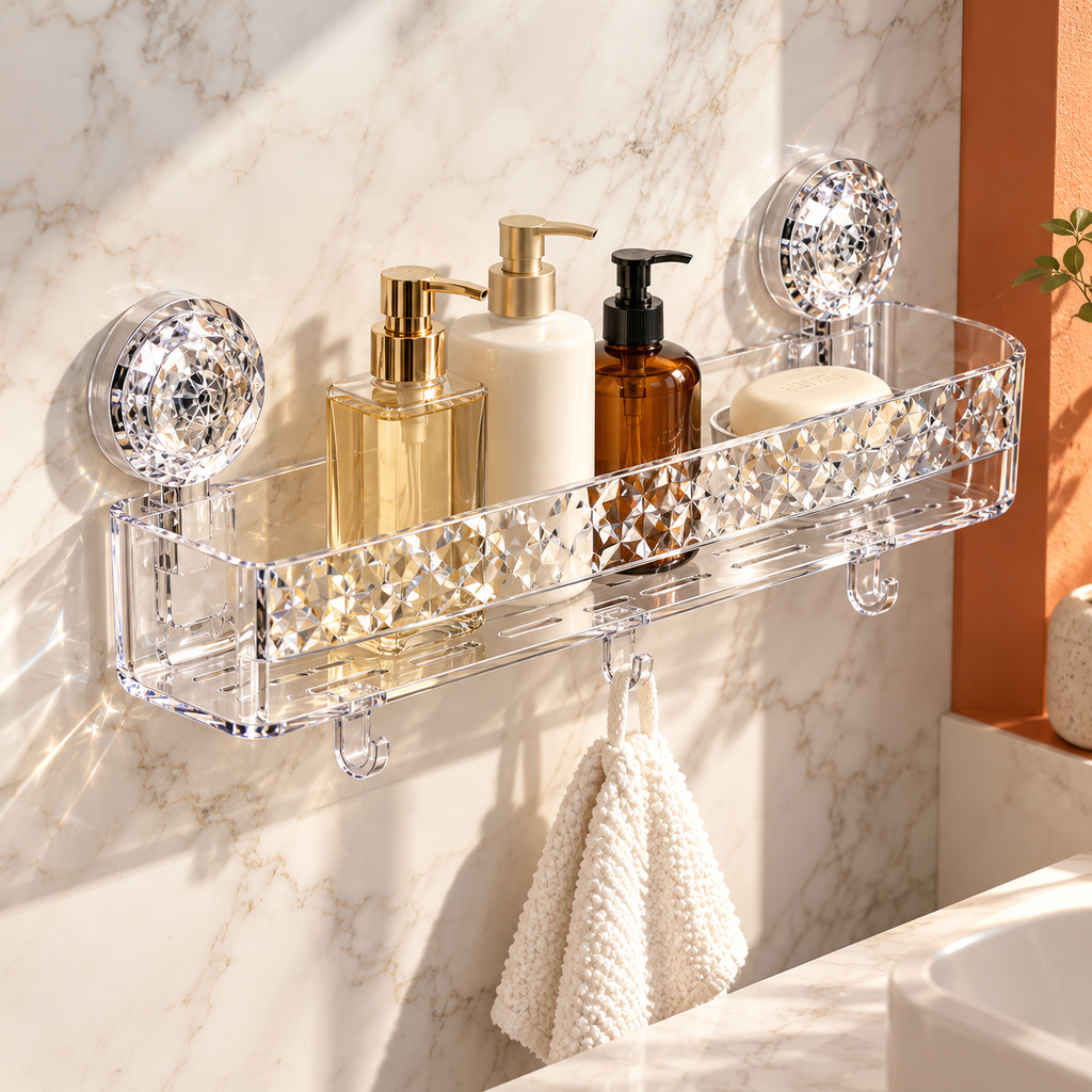 Bathroom Storage Rack Transparent Light Luxury Wall Mounted