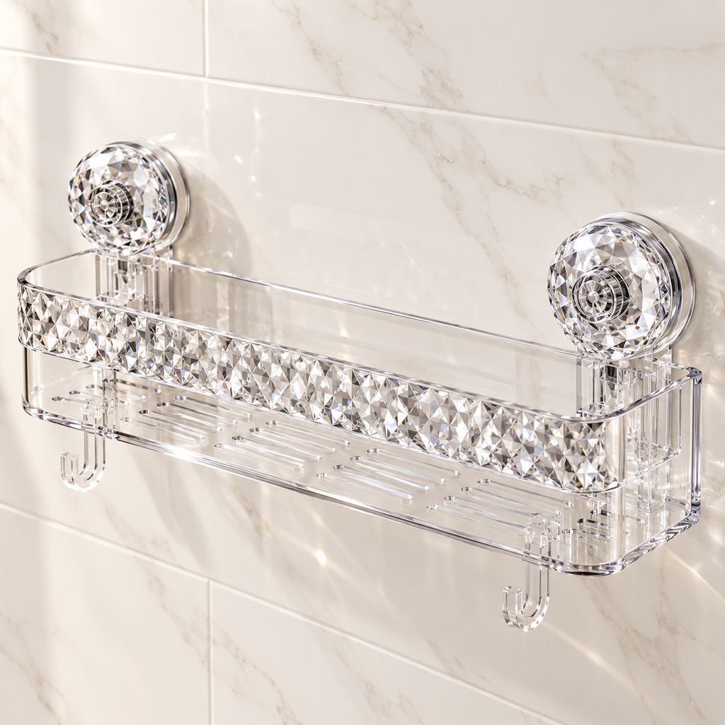 Bathroom Storage Rack Transparent Light Luxury Wall Mounted