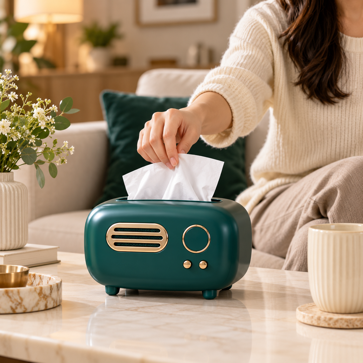 JJYY Retro Creative Tissue Box Paper Box Living Room Light Luxury