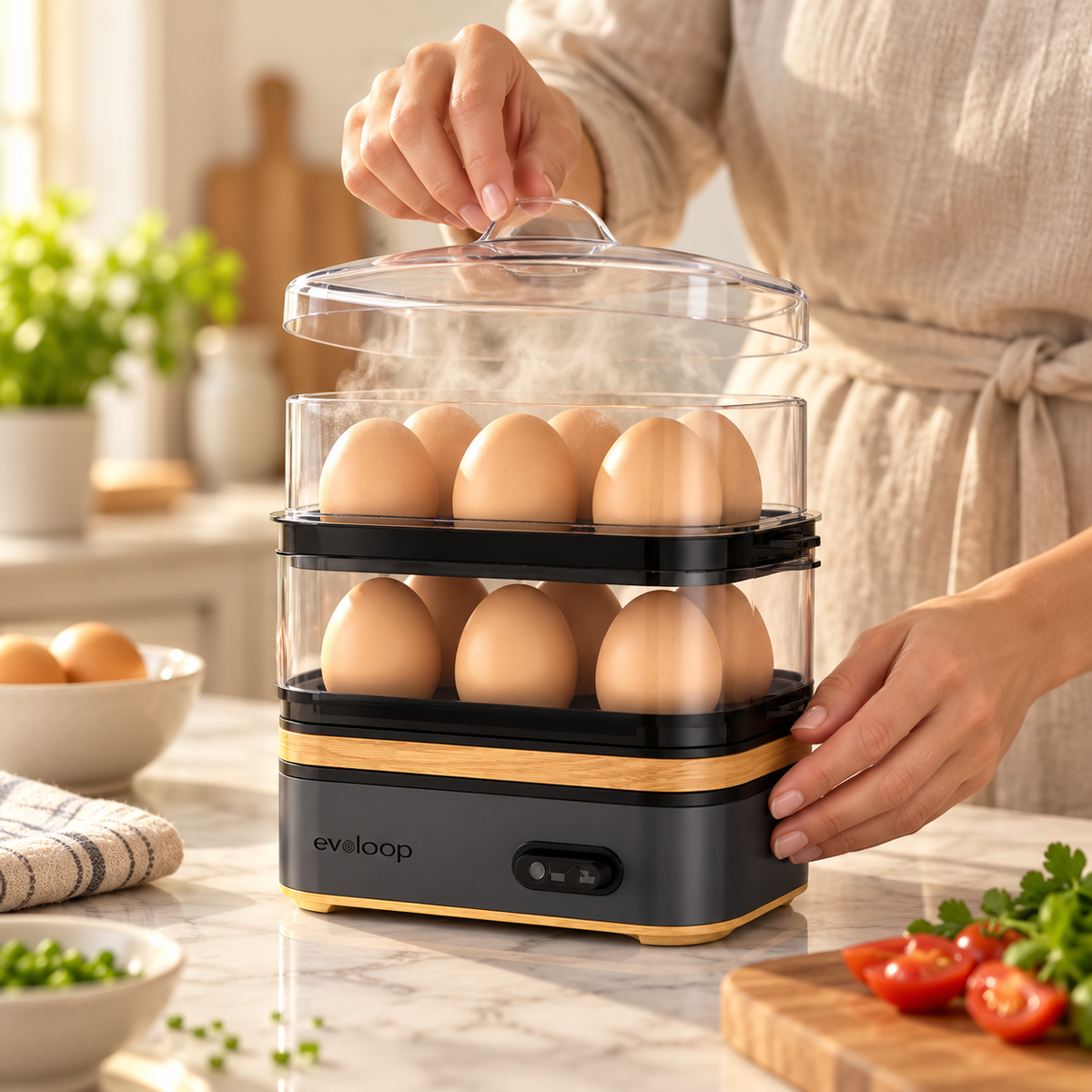 Rapid Egg Cooker 12-Egg Capacity Electric Egg Poacher for Soft/Medium