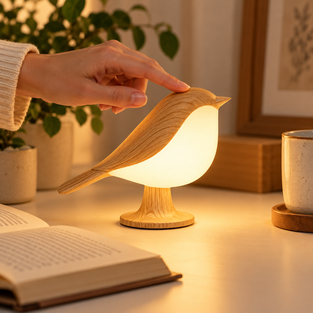 1pc LED Touch-Control Bird Lamp - Art Deco, 3-Levels Dimmable