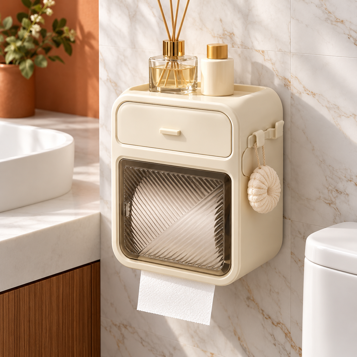 Toilet toilet carton Wall-mounted tissue box No punching Waterproof