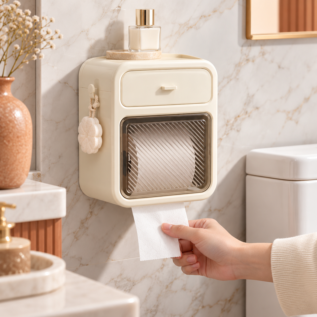 Toilet toilet carton Wall-mounted tissue box No punching Waterproof