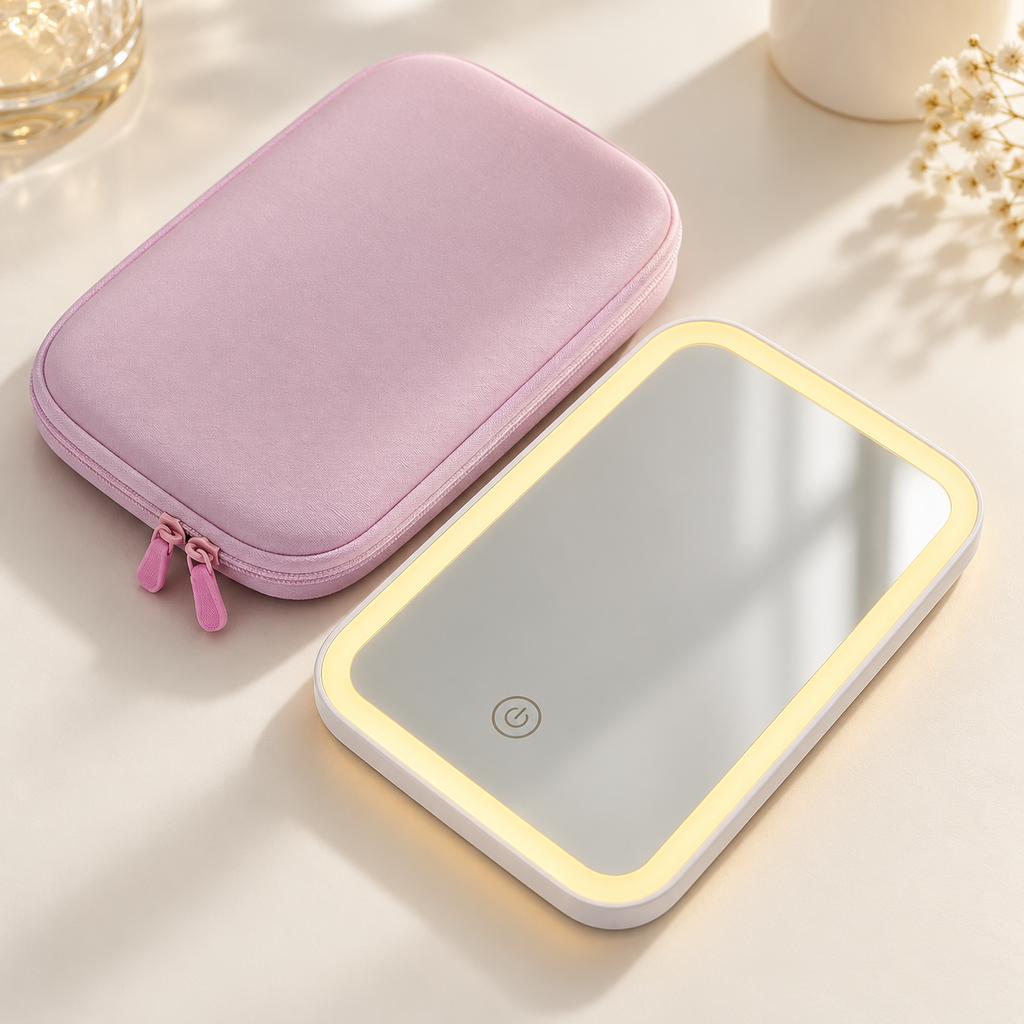 Folding LED Makeup Mirror With Fill Light Portable Touch Control
