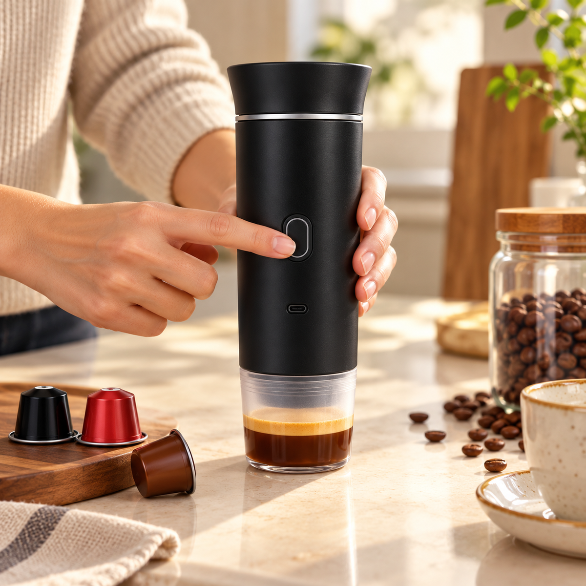 DENOKIN Portable Espresso Coffee Machine With Digital Display