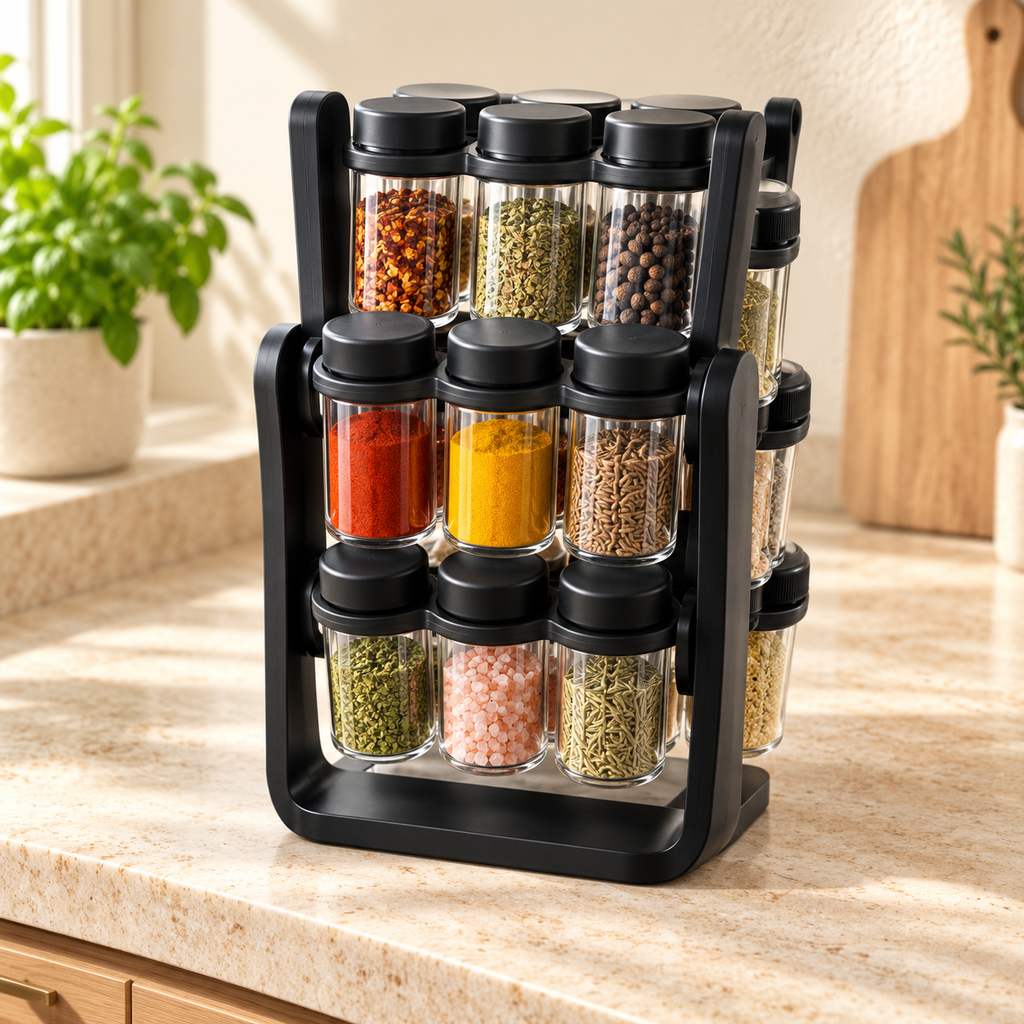 18 Compartment Rotating Spice Rack Organizer with Ferris Wheel