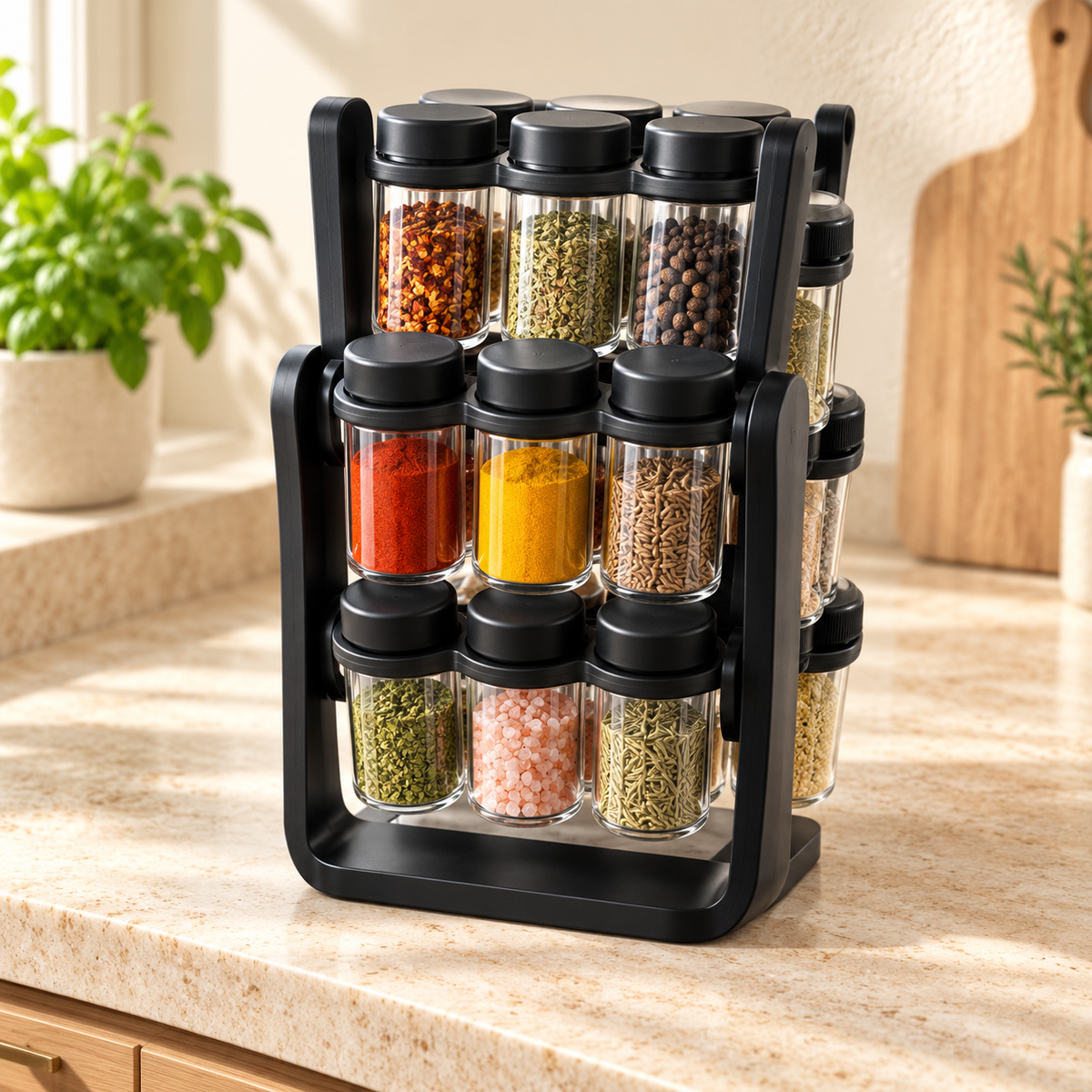 18 Compartment Rotating Spice Rack Organizer with Ferris Wheel