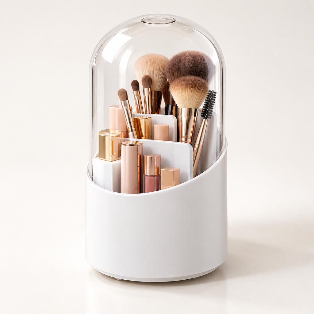 Rotating Makeup Brush Storage Box Portable Multifunction Dust Proof
