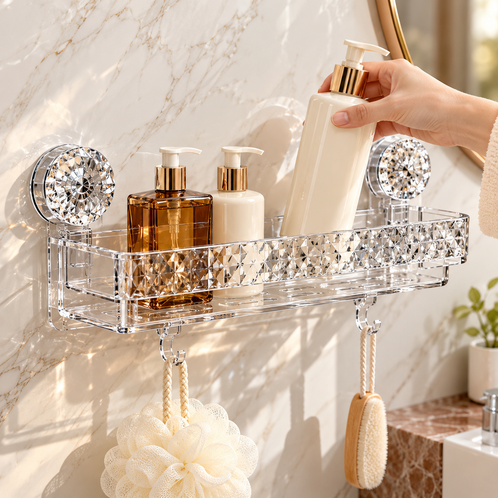 Bathroom Storage Rack Transparent Light Luxury Wall Mounted